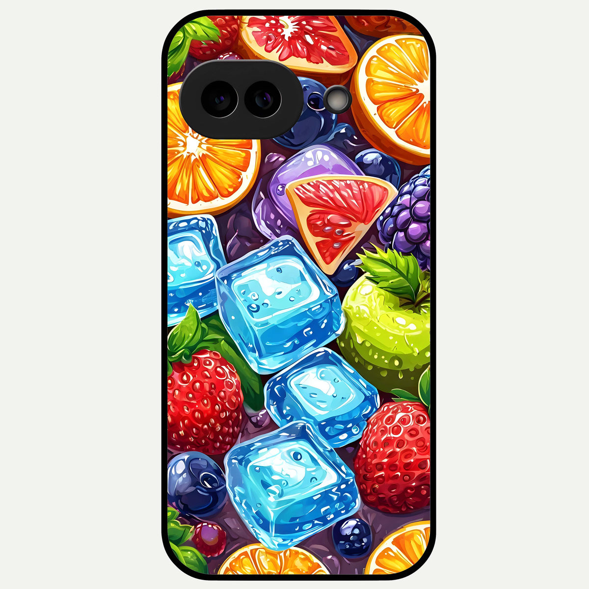  Colorful Fruits with Ice Glass Case For Google Pixel 9A back cover – full design glossy printed glass finish