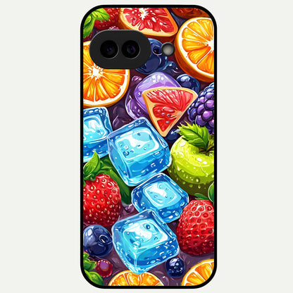  Colorful Fruits with Ice Glass Case For Google Pixel 9A back cover – full design glossy printed glass finish