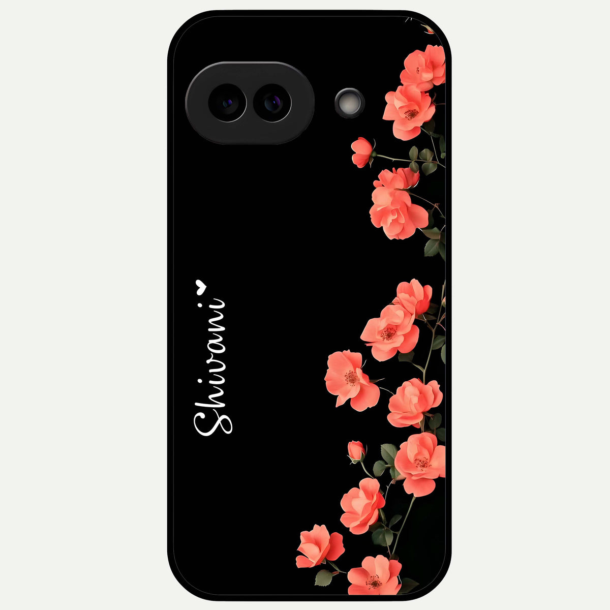  Crimson Bloom Grace Custom Name Glass Case For Google Pixel 9A back cover – full design glossy printed glass finish