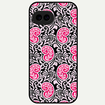  Crimson Paisley Charm Glass Case For Google Pixel 9A back cover – full design glossy printed glass finish