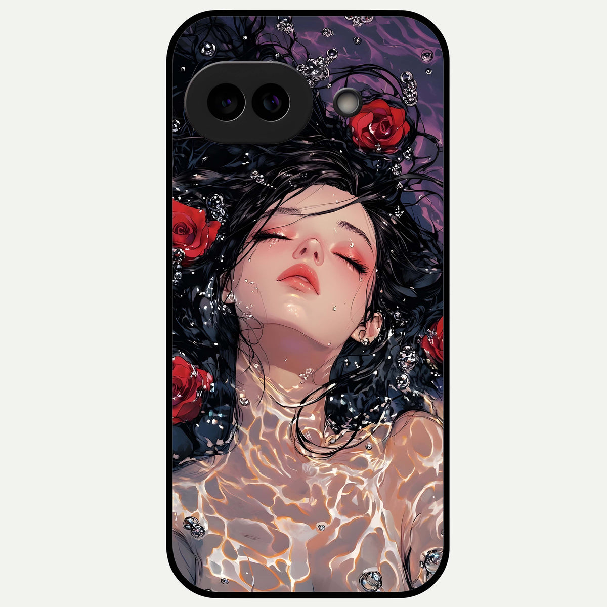  Crimson Rose Serenity Glass Case For Google Pixel 9A back cover – full design glossy printed glass finish