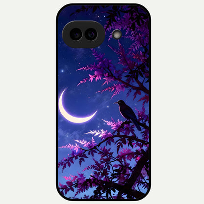  Crow And Moon Scenery Glass Case For Google Pixel 9A back cover – full design glossy printed glass finish