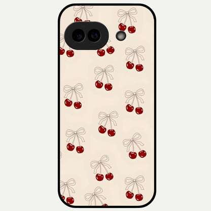  Cute Cherry Pattern Glass Case For Google Pixel 9A back cover – full design glossy printed glass finish