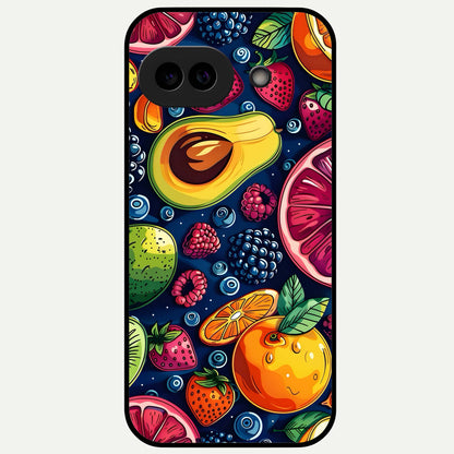  Cute Fruits Art Glass Case For Google Pixel 9A back cover – full design glossy printed glass finish
