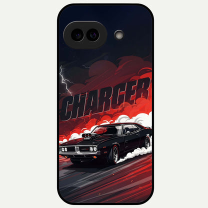  Dark Charger Fury Glass Case For Google Pixel 9A back cover – full design glossy printed glass finish