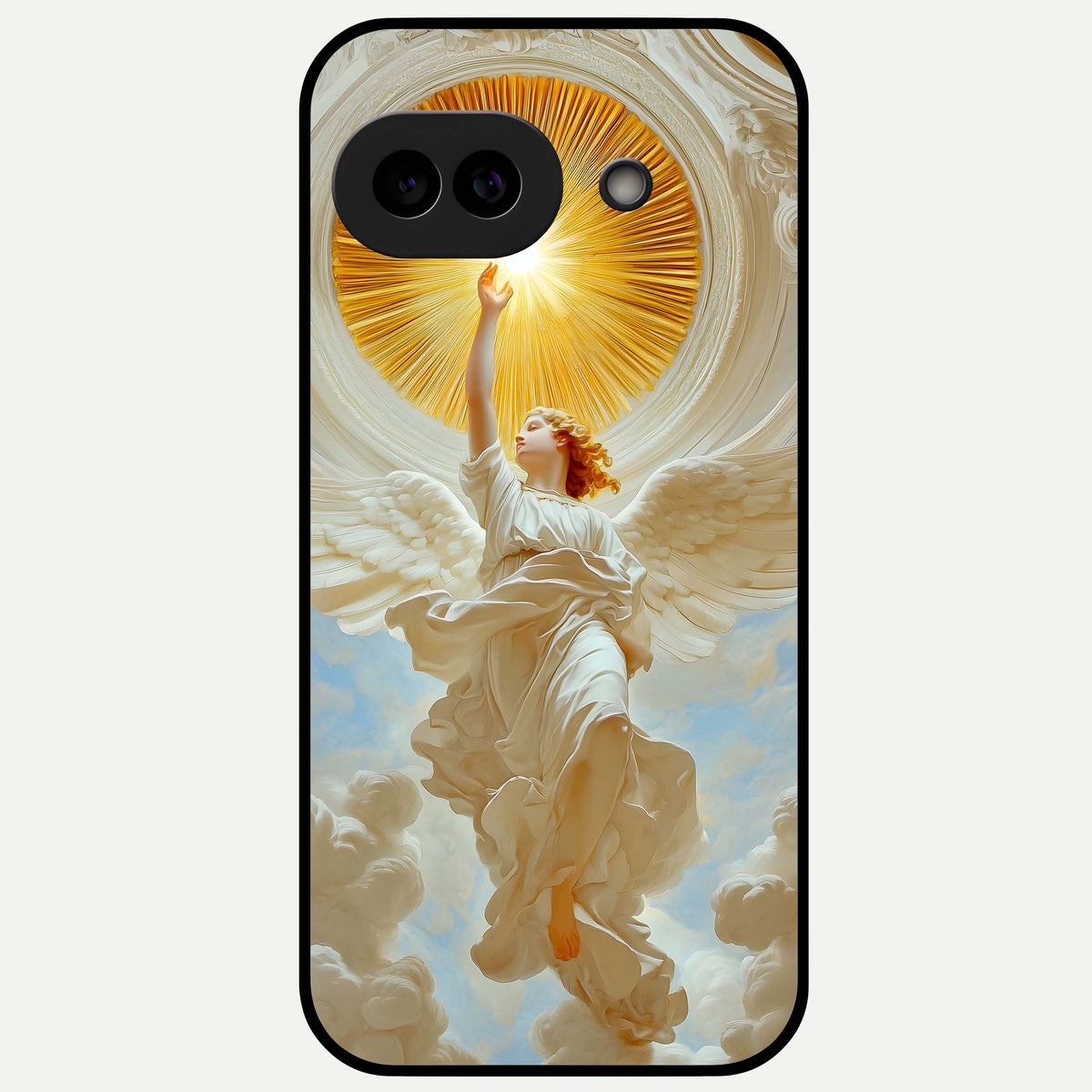  Divine Light Angel Glass Case For Google Pixel 9A back cover – full design glossy printed glass finish