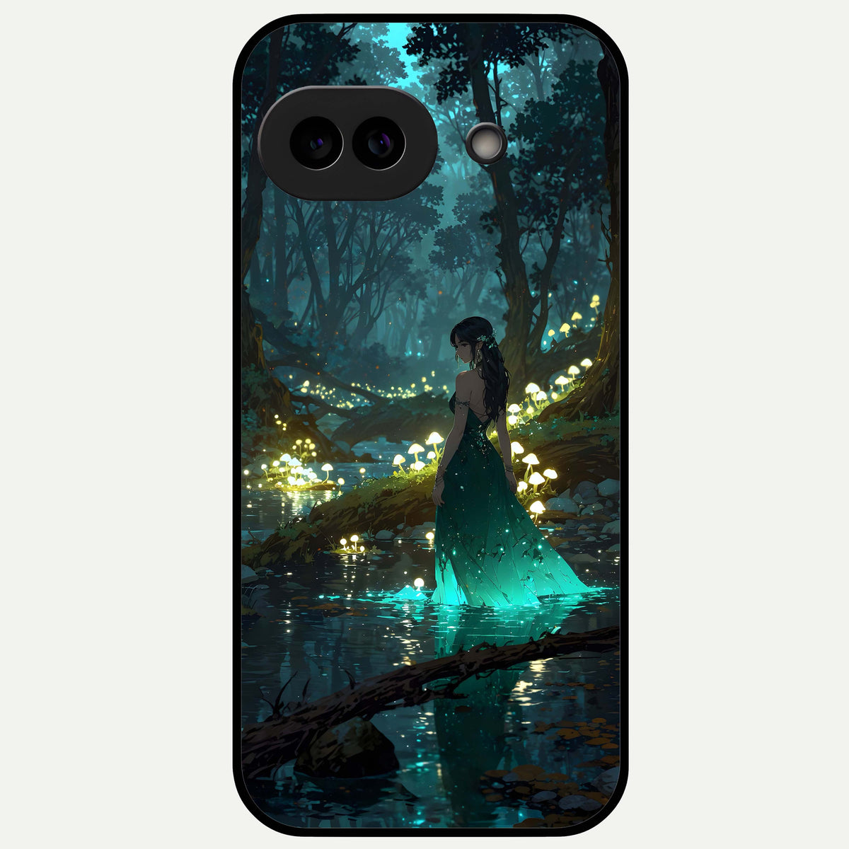  Enchanted Forest Glow Glass Case For Google Pixel 9A back cover – full design glossy printed glass finish