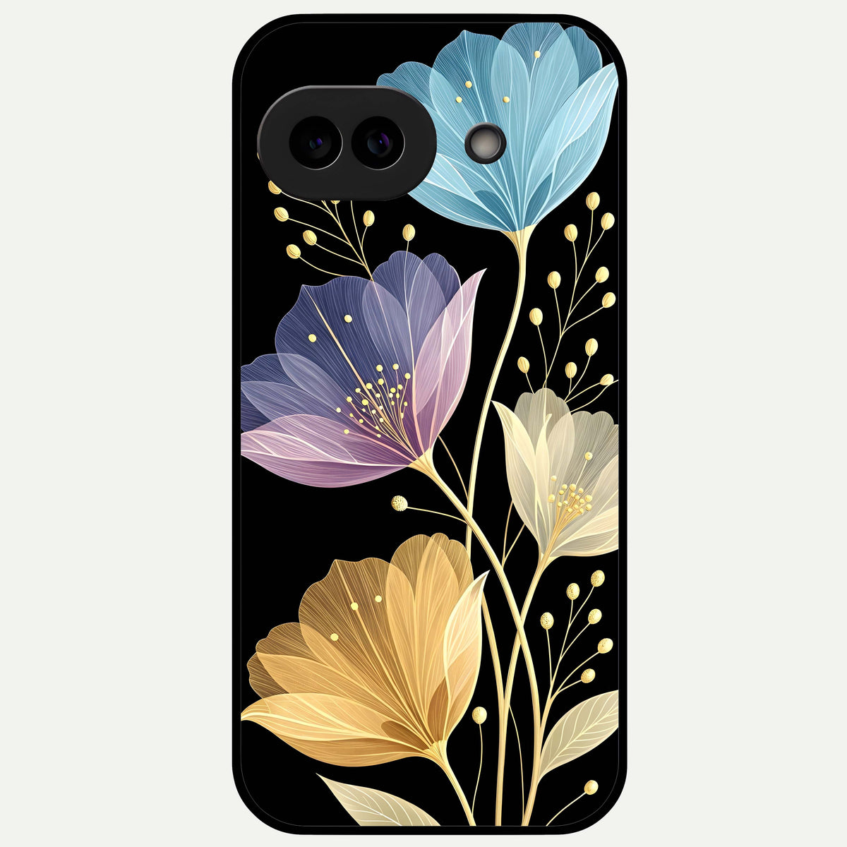  Flower Bloom Glow Glass Case For Google Pixel 9A back cover – full design glossy printed glass finish