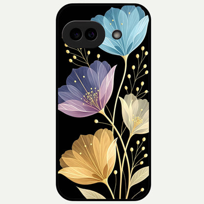 Flower Bloom Glow Glass Case For Google Pixel 9A back cover – full design glossy printed glass finish