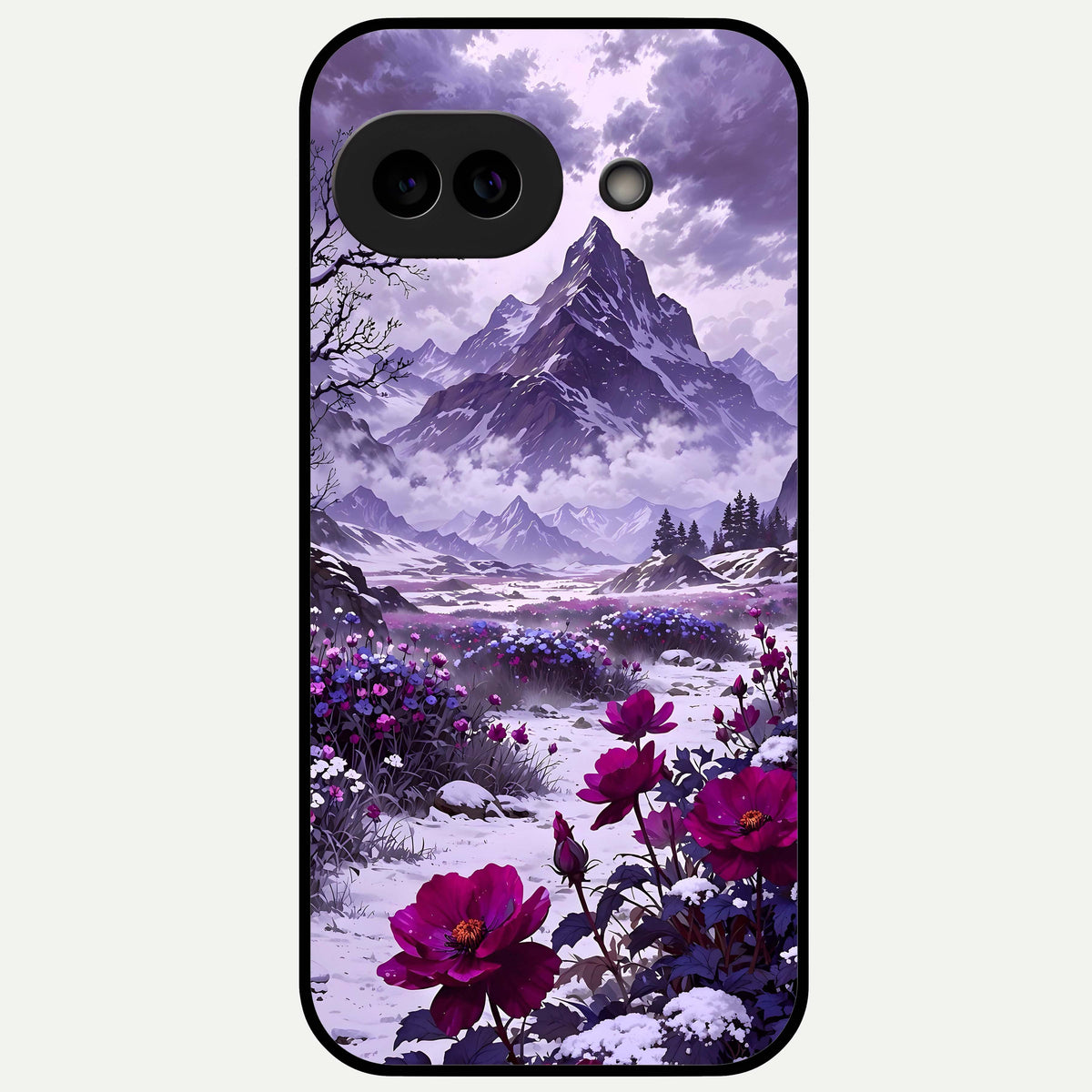  Flower Mountain View Glass Case For Google Pixel 9A back cover – full design glossy printed glass finish