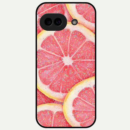  Glitter Grapefruit Glass Case For Google Pixel 9A back cover – full design glossy printed glass finish