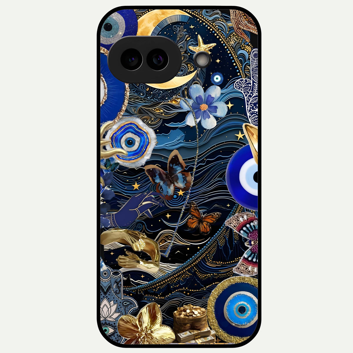  Golden Moon Magic Glass Case For Google Pixel 9A back cover – full design glossy printed glass finish