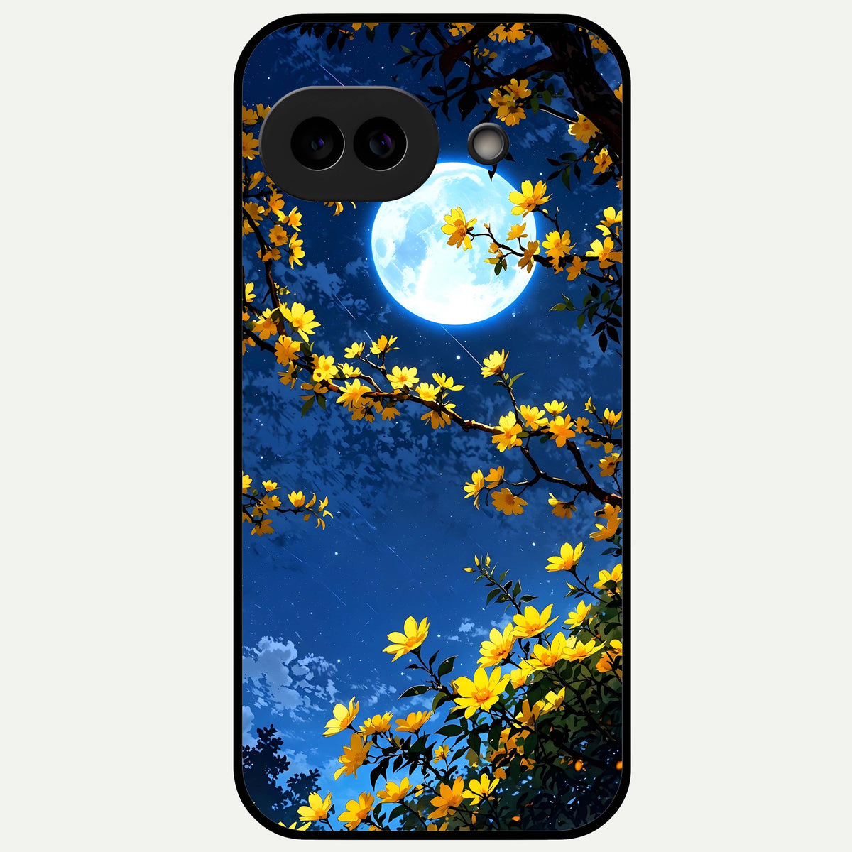  Golden Night Glow Glass Case For Google Pixel 9A back cover – full design glossy printed glass finish