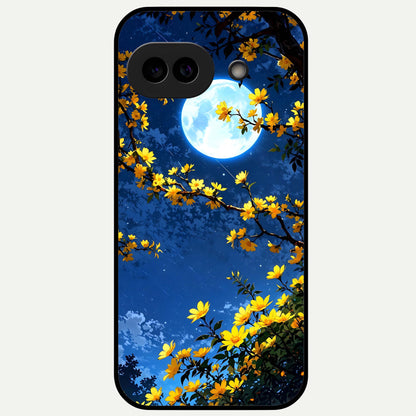  Golden Night Glow Glass Case For Google Pixel 9A back cover – full design glossy printed glass finish