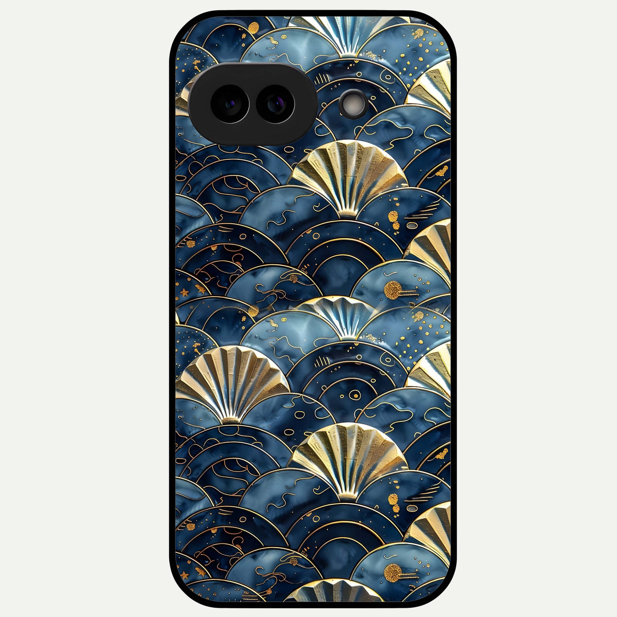  Golden Wave Luxe Glass Case For Google Pixel 9A back cover – full design glossy printed glass finish