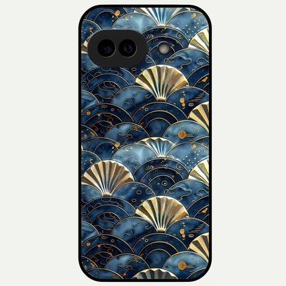  Golden Wave Luxe Glass Case For Google Pixel 9A back cover – full design glossy printed glass finish