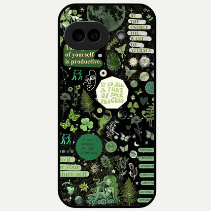  Green Mandala Pattern Glass Case For Google Pixel 9A back cover – full design glossy printed glass finish