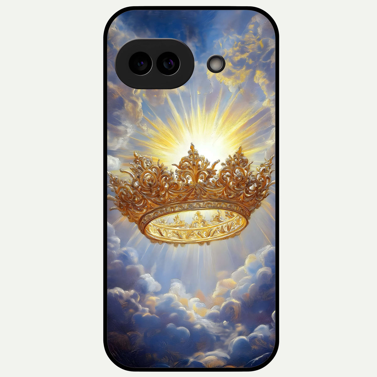  Heavenly Crown Light Glass Case For Google Pixel 9A back cover – full design glossy printed glass finish