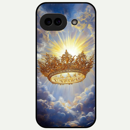  Heavenly Crown Light Glass Case For Google Pixel 9A back cover – full design glossy printed glass finish