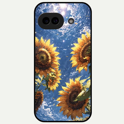  Heavenly Sunflower Rise Glass Case For Google Pixel 9A back cover – full design glossy printed glass finish