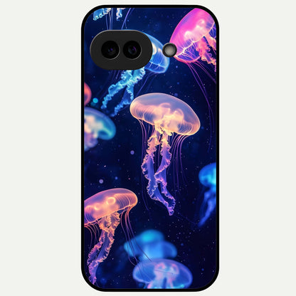  Jellyfish Pattern Glass Case For Google Pixel 9A back cover – full design glossy printed glass finish