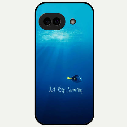 Just Keep Swimming Glass Case For Google Pixel 9A back cover – full design glossy printed glass finish