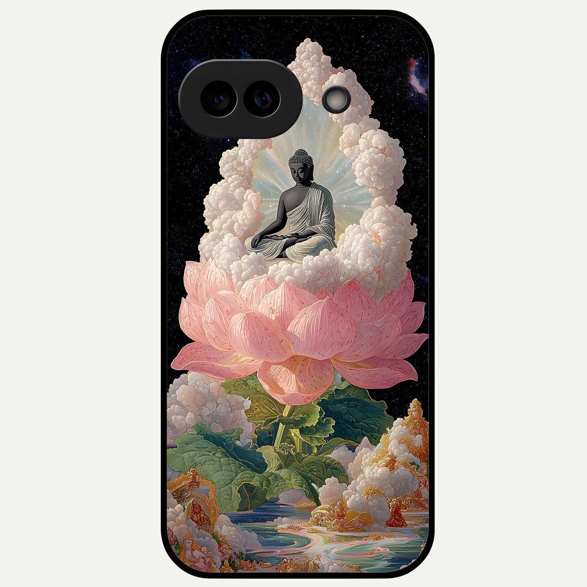  Lotus Divine Peace Glass Case For Google Pixel 9A back cover – full design glossy printed glass finish
