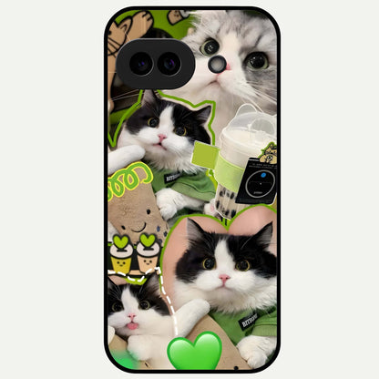  Matcha Cats Mood Glass Case For Google Pixel 9A back cover – full design glossy printed glass finish