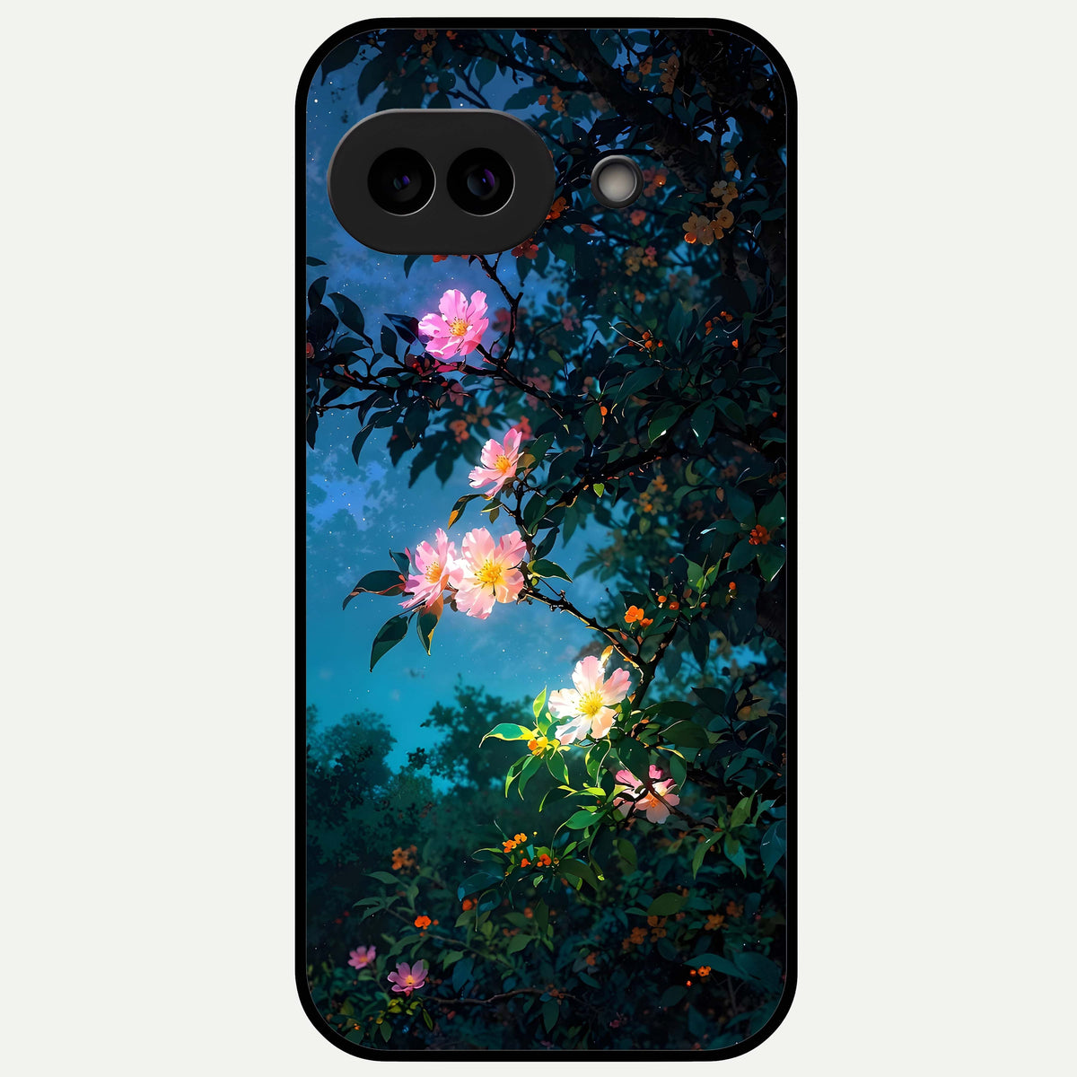  Midnight Bloom Glow Glass Case For Google Pixel 9A back cover – full design glossy printed glass finish