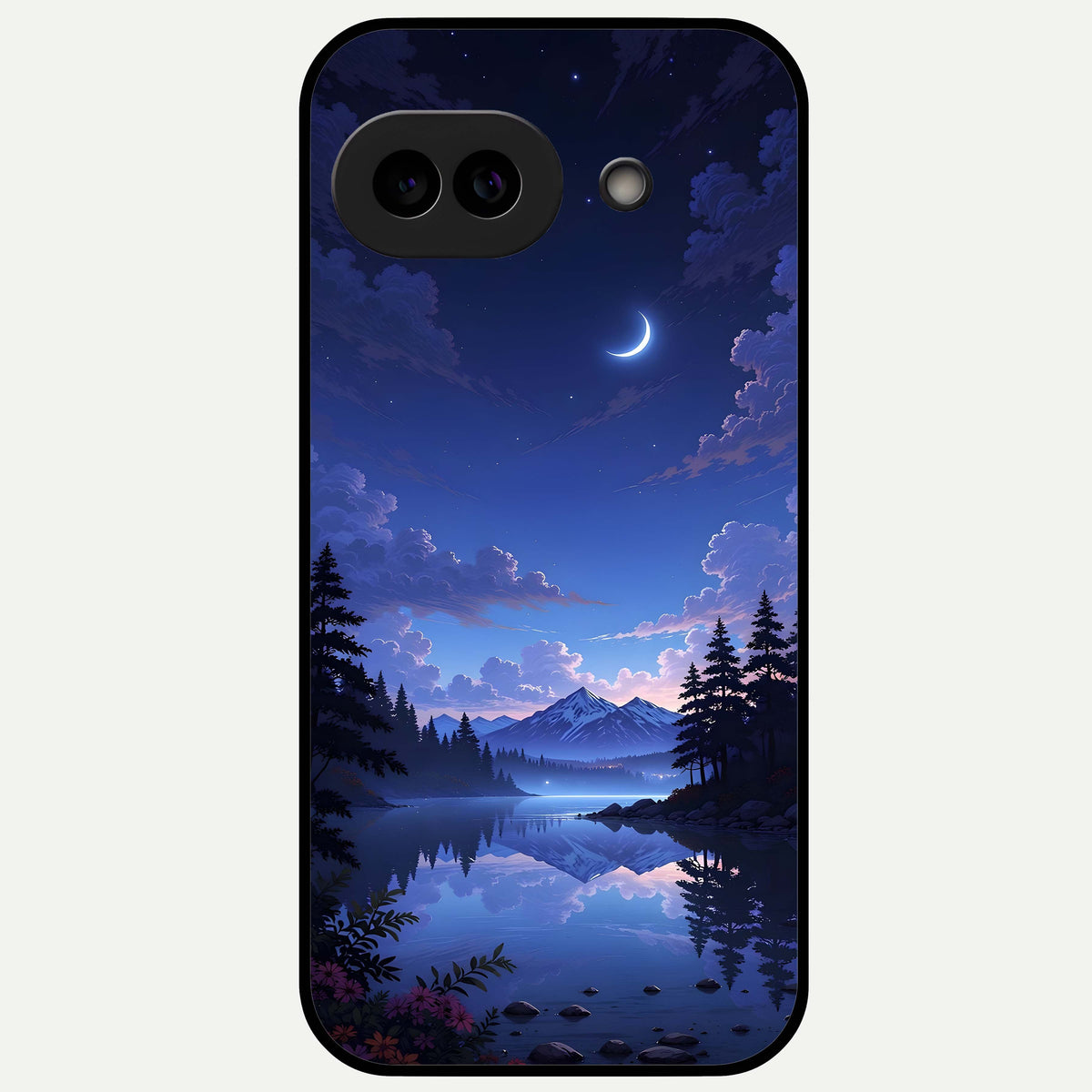  Midnight Lake Peace Glass Case For Google Pixel 9A back cover – full design glossy printed glass finish