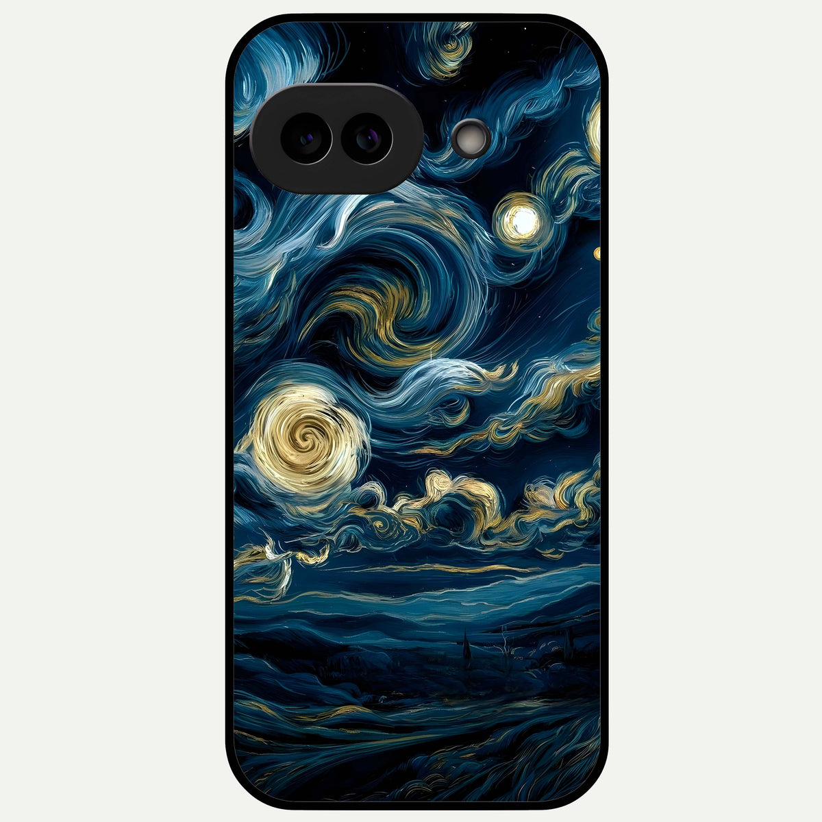  Midnight Sky Whirl Glass Case For Google Pixel 9A back cover – full design glossy printed glass finish