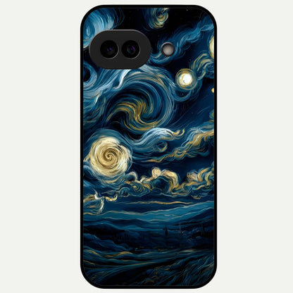  Midnight Sky Whirl Glass Case For Google Pixel 9A back cover – full design glossy printed glass finish