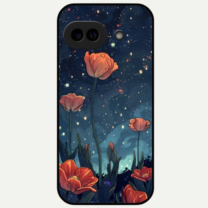  Midnight Tulip Glow Glass Case For Google Pixel 9A back cover – full design glossy printed glass finish