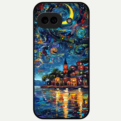  Moonlight Harbor Glow Glass Case For Google Pixel 9A back cover – full design glossy printed glass finish