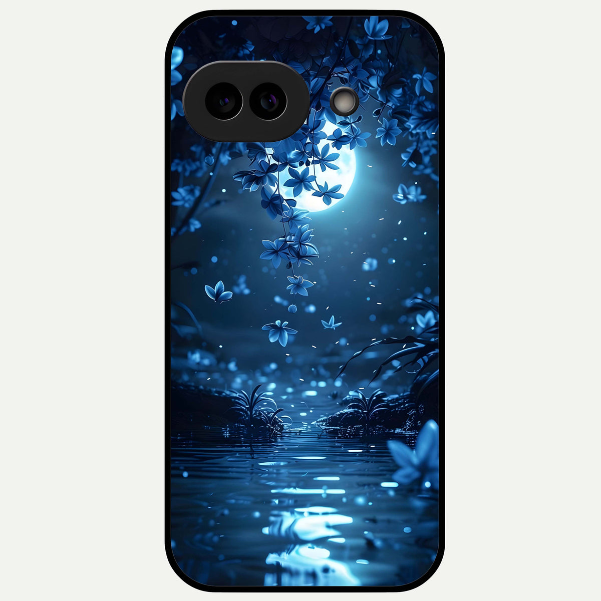  Moonlight Petal Dream Glass Case For Google Pixel 9A back cover – full design glossy printed glass finish