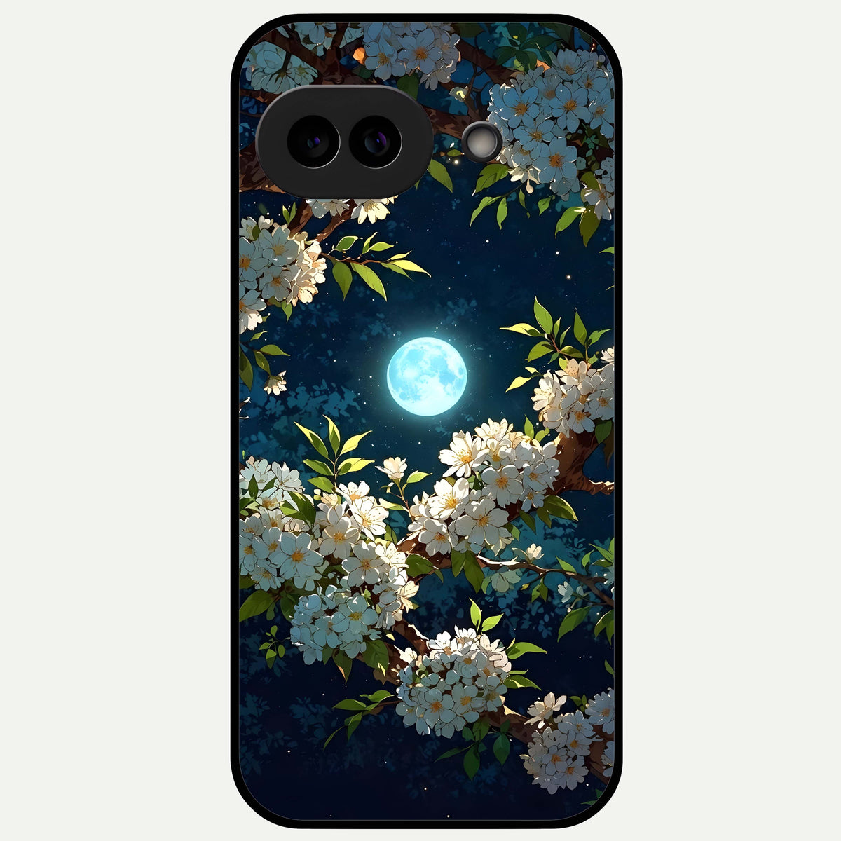  Moonlit Blossom Dream Glass Case For Google Pixel 9A back cover – full design glossy printed glass finish