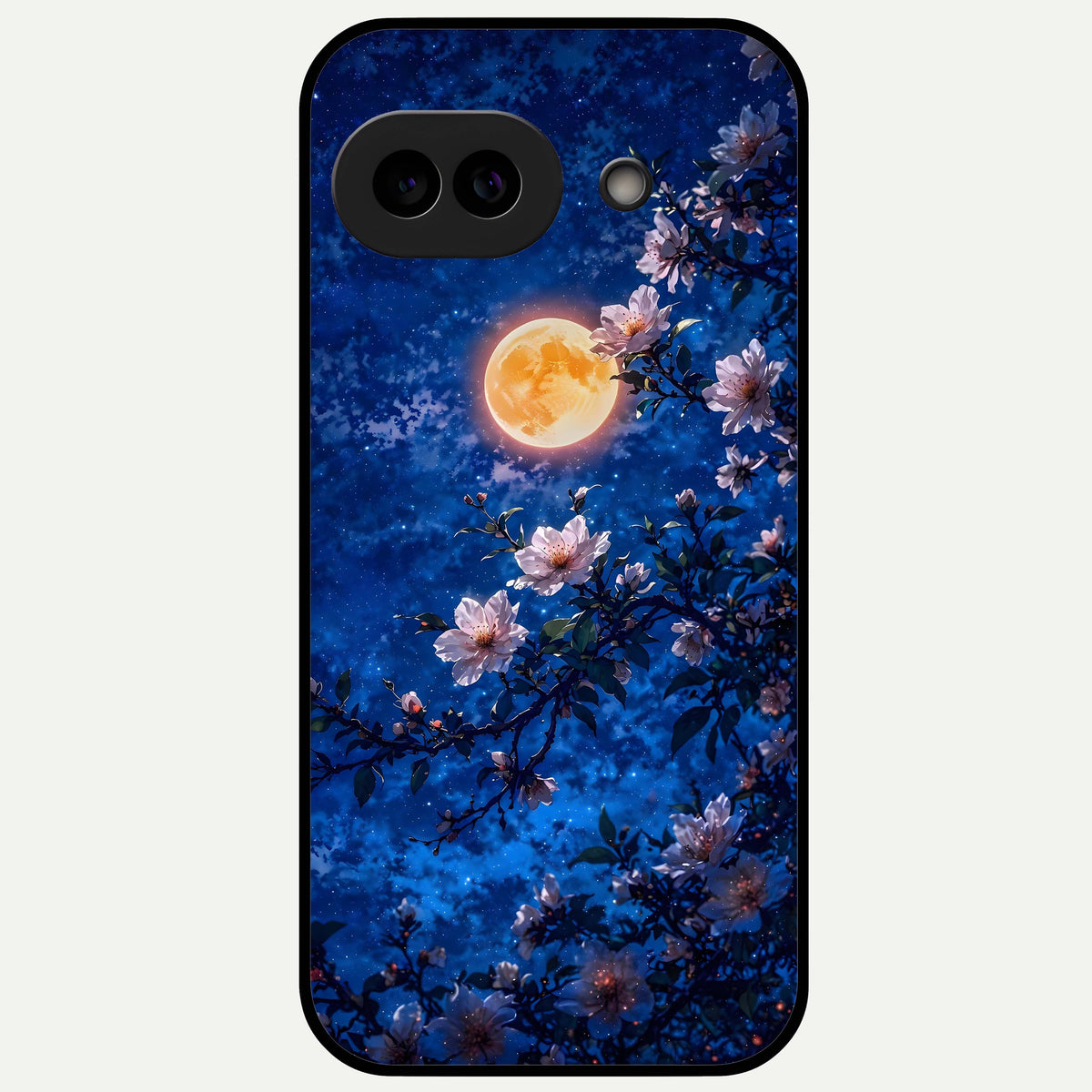  Moonlit Blossoms Night Glass Case For Google Pixel 9A back cover – full design glossy printed glass finish