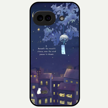  Moonlit Cat Silence Glass Case For Google Pixel 9A back cover – full design glossy printed glass finish