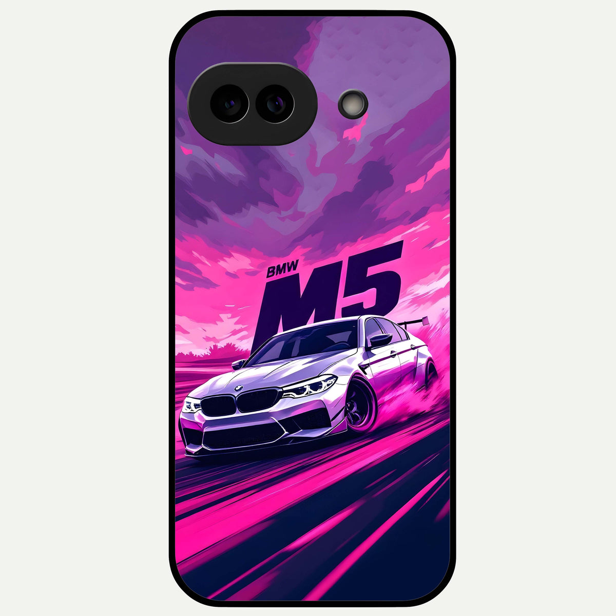  MS Neon Car Glass Case For Google Pixel 9A back cover – full design glossy printed glass finish