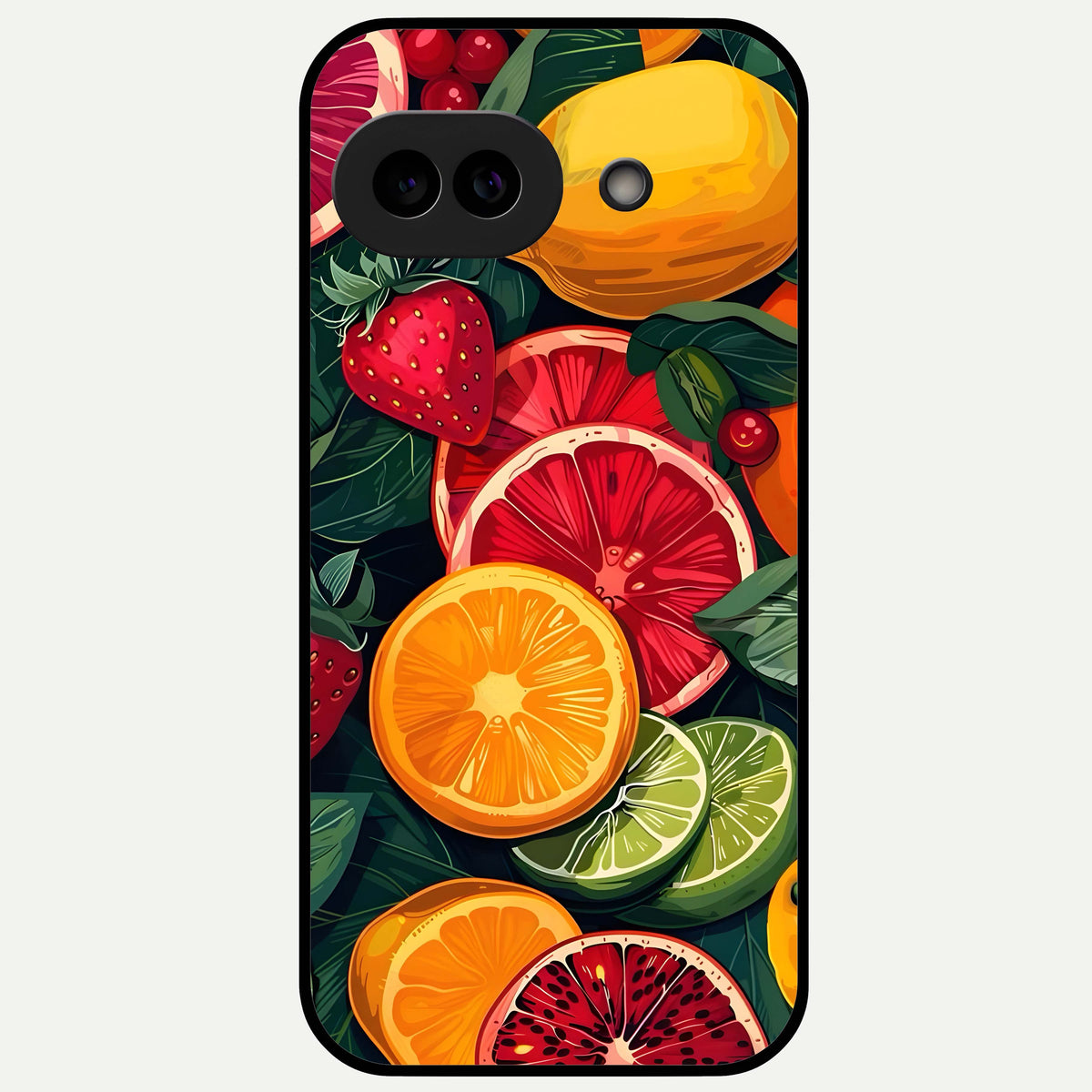  Multiple Fruits Glass Case For Google Pixel 9A back cover – full design glossy printed glass finish
