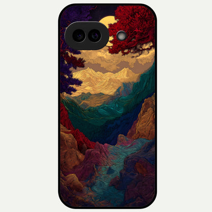  Mystic Valley Light Glass Case For Google Pixel 9A back cover – full design glossy printed glass finish