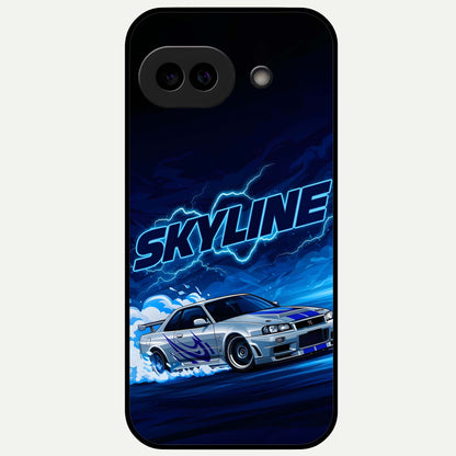  Neon Drift Beast Glass Case For Google Pixel 9A back cover – full design glossy printed glass finish