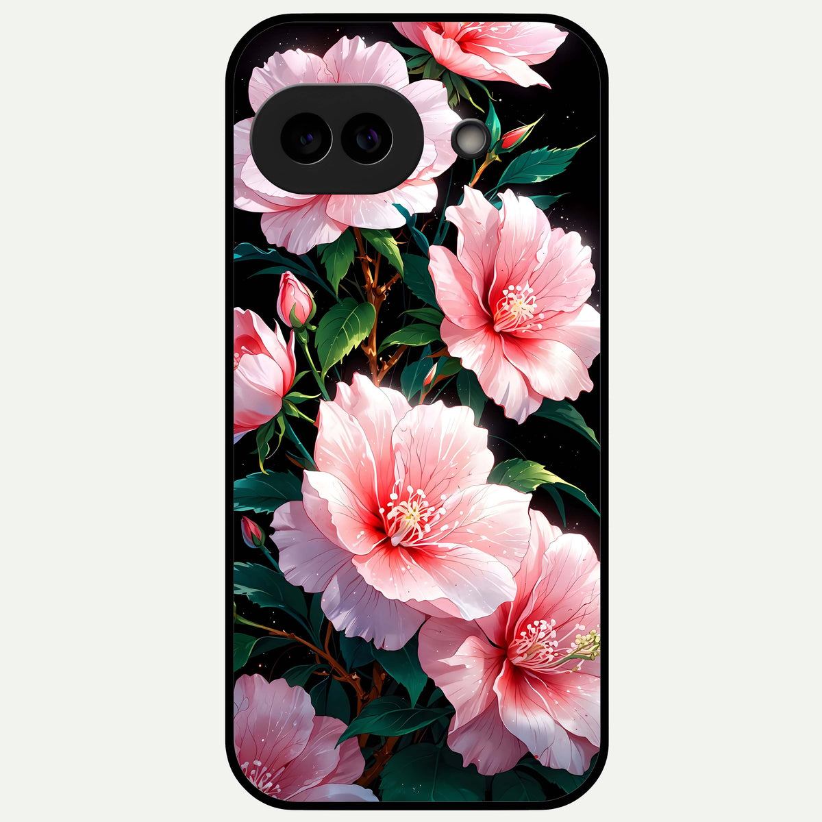  Peach Flower Glass Case For Google Pixel 9A back cover – full design glossy printed glass finish