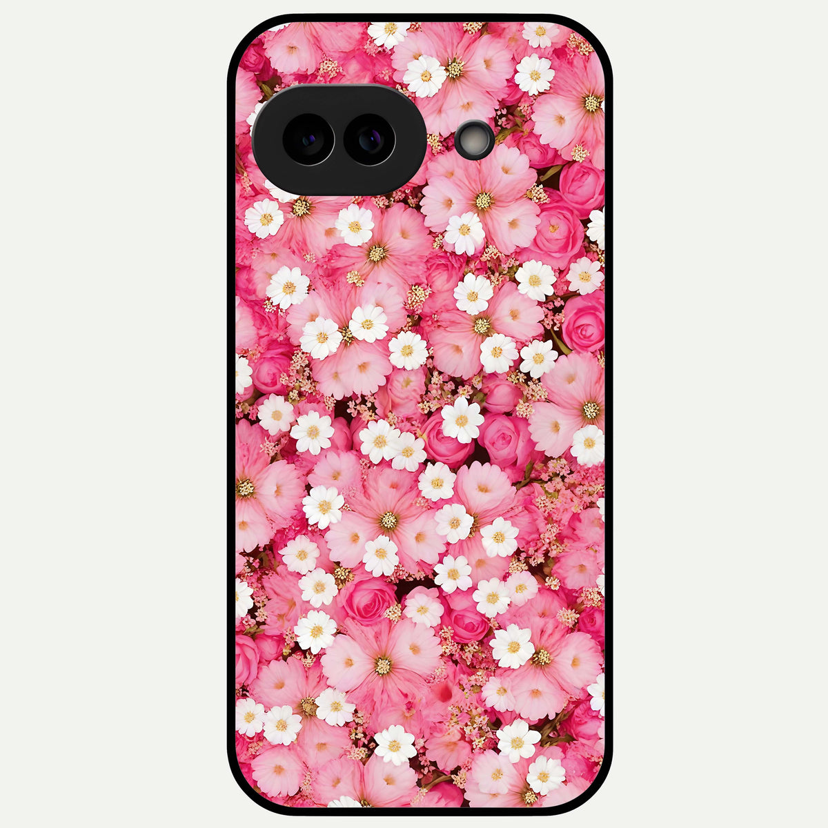  Pink Daisy Bliss Glass Case For Google Pixel 9A back cover – full design glossy printed glass finish