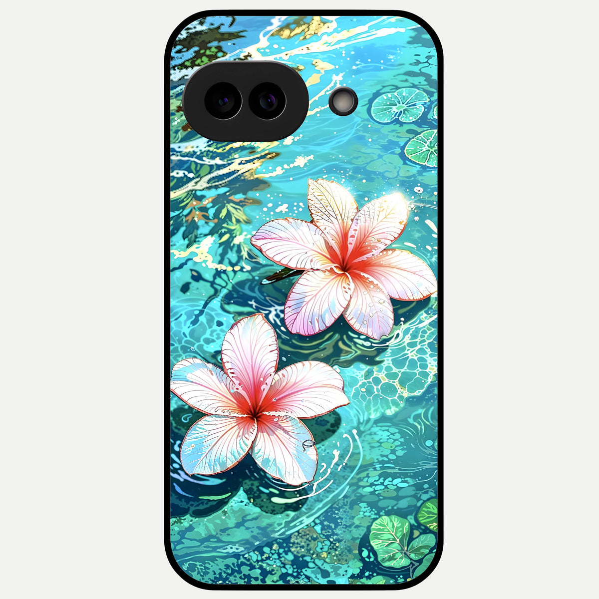  Pink Flowers in Water Glass Case For Google Pixel 9A back cover – full design glossy printed glass finish