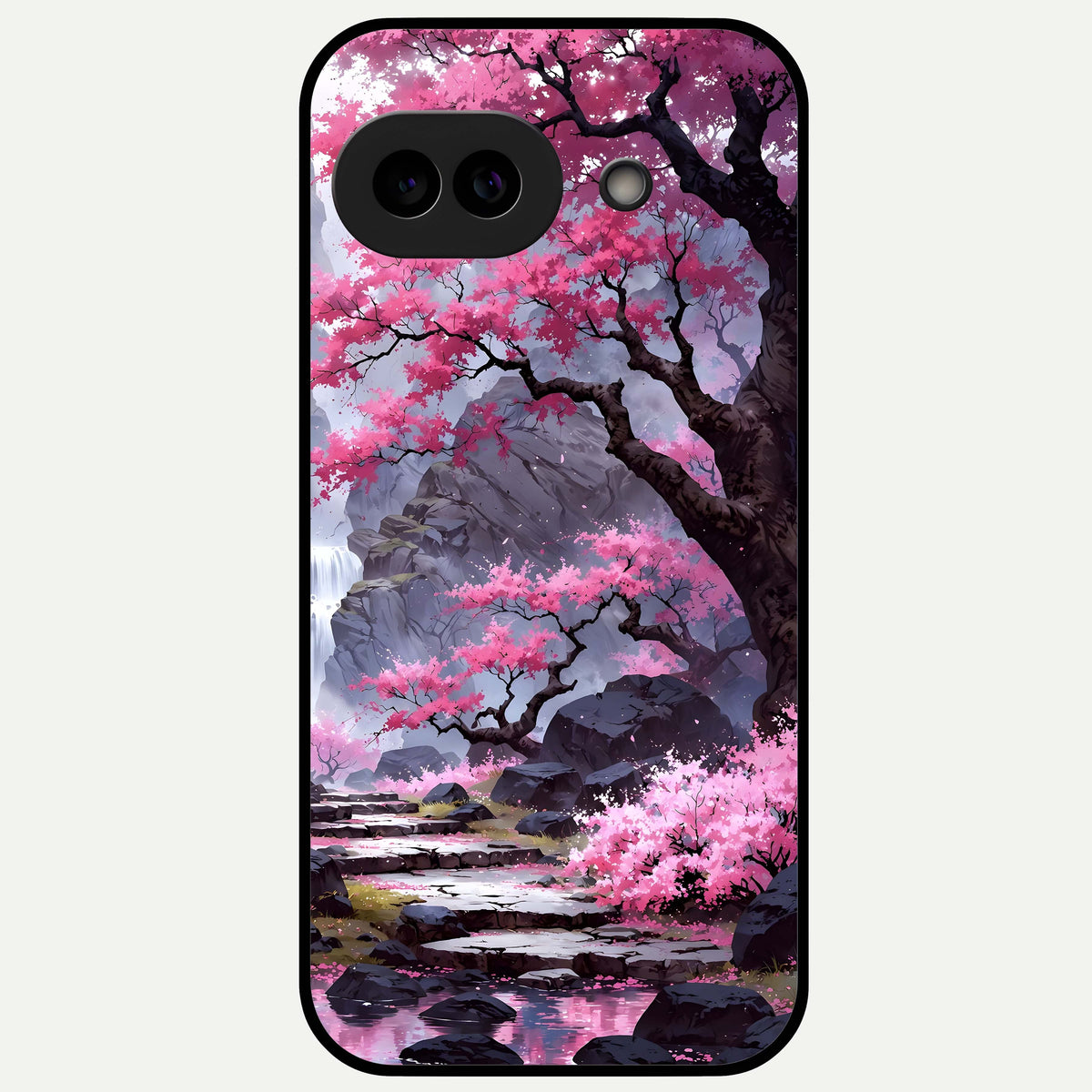  Pink Sunflower Glow Glass Case For Google Pixel 9A back cover – full design glossy printed glass finish