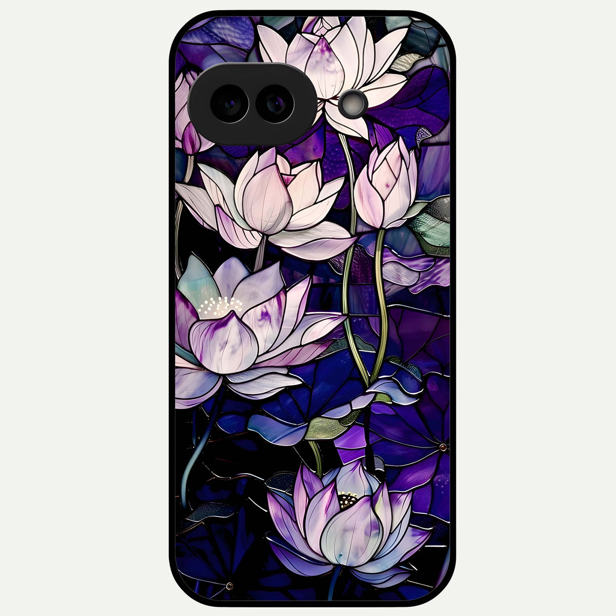  Purple Lotus Pattern Glass Case For Google Pixel 9A back cover – full design glossy printed glass finish