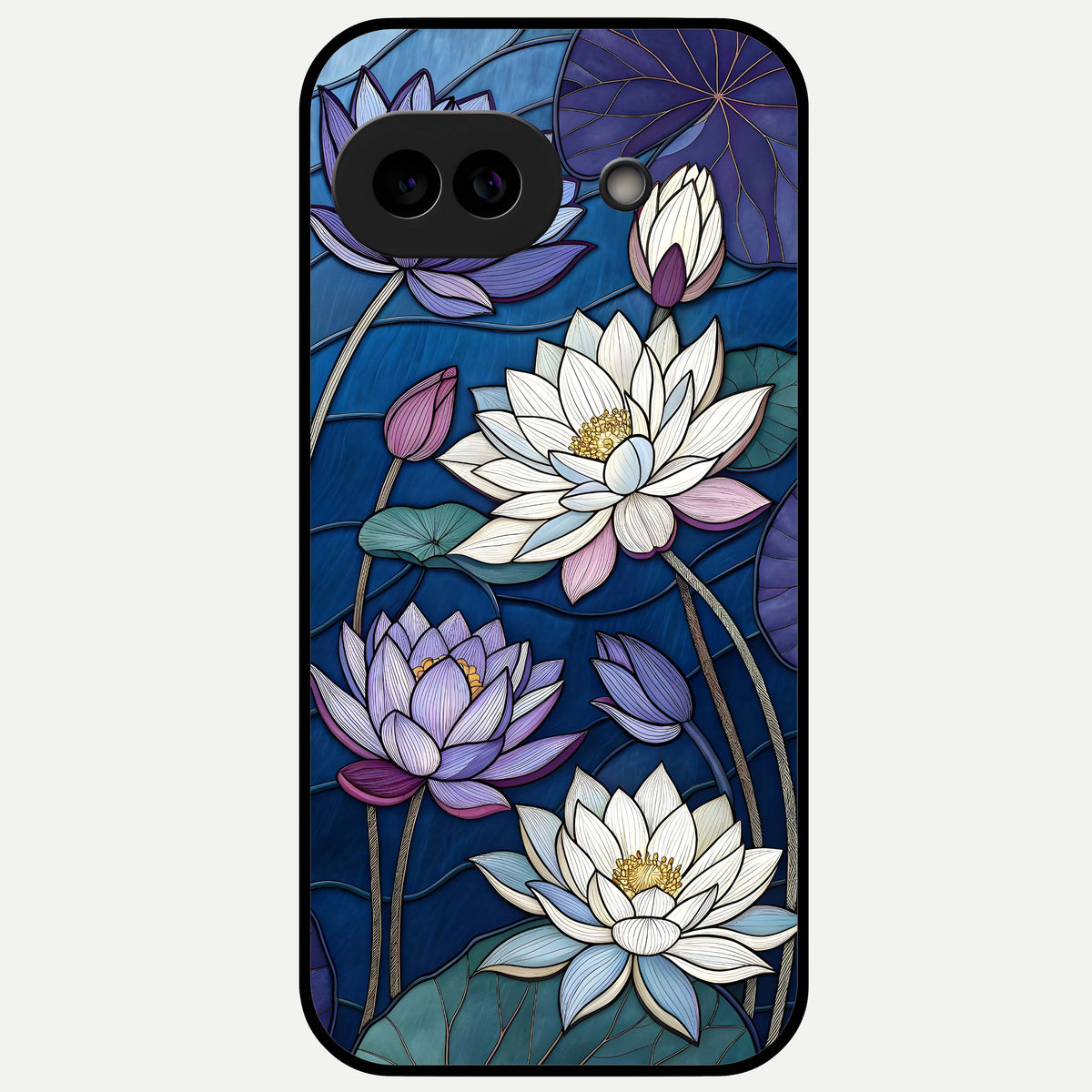  Purple Lotus Stained Glass Case For Google Pixel 9A back cover – full design glossy printed glass finish