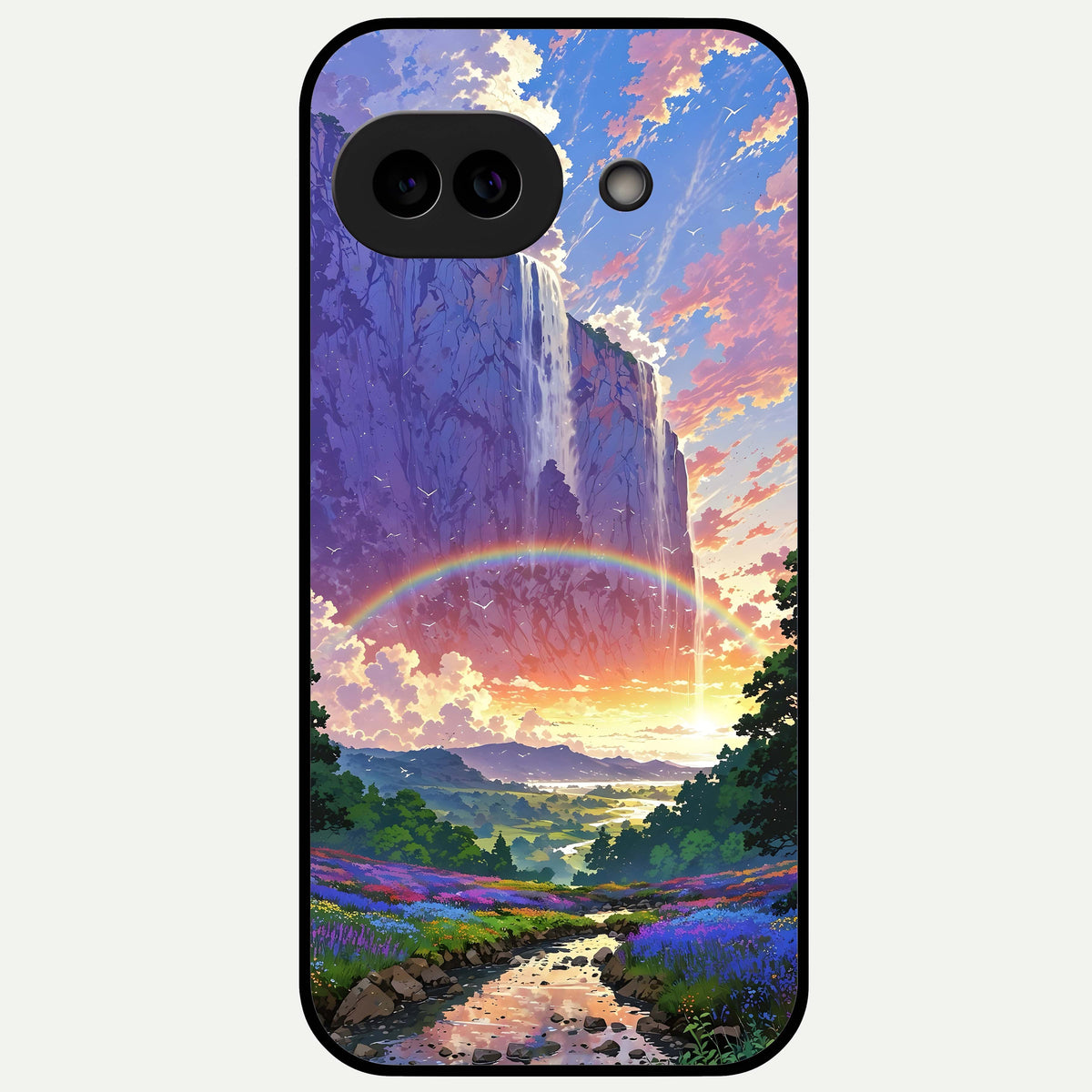 Rainbow Valley Dream Glass Case For Google Pixel 9A back cover – full design glossy printed glass finish