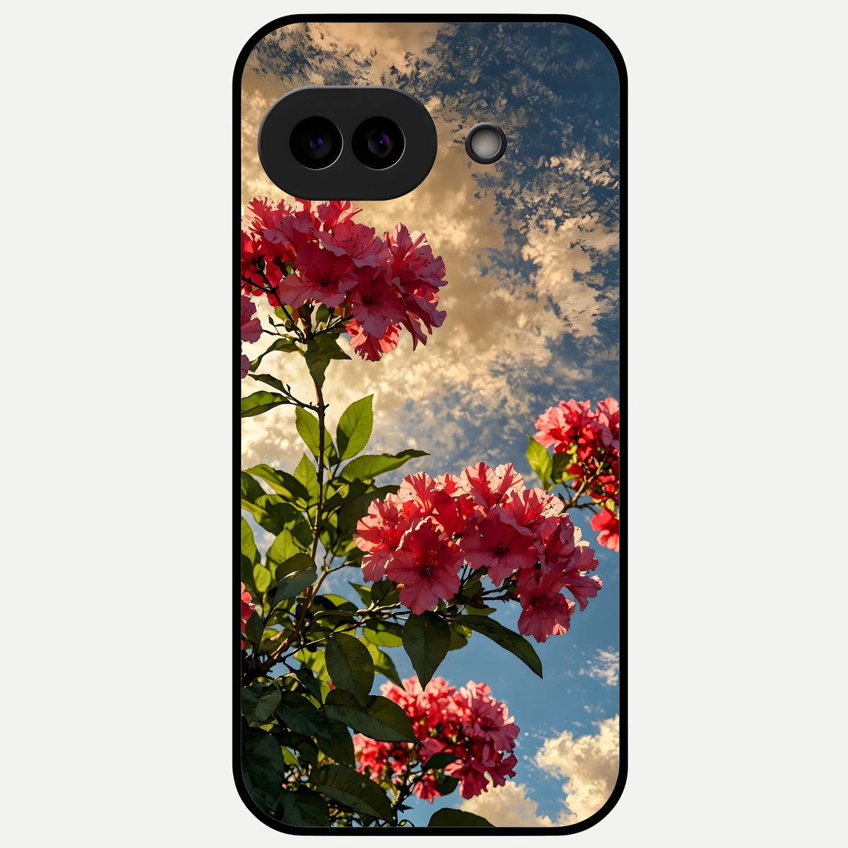  Red Bloom Skies Glass Case For Google Pixel 9A back cover – full design glossy printed glass finish